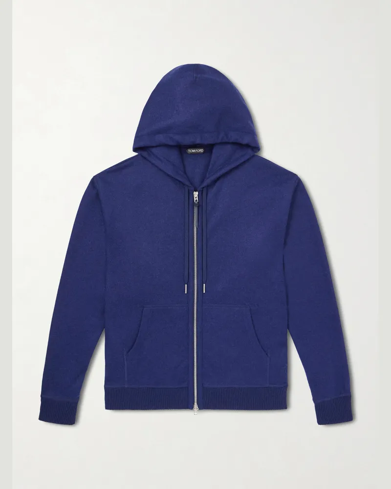 Tom Ford Cashmere Zip-Up Hoodie Blue