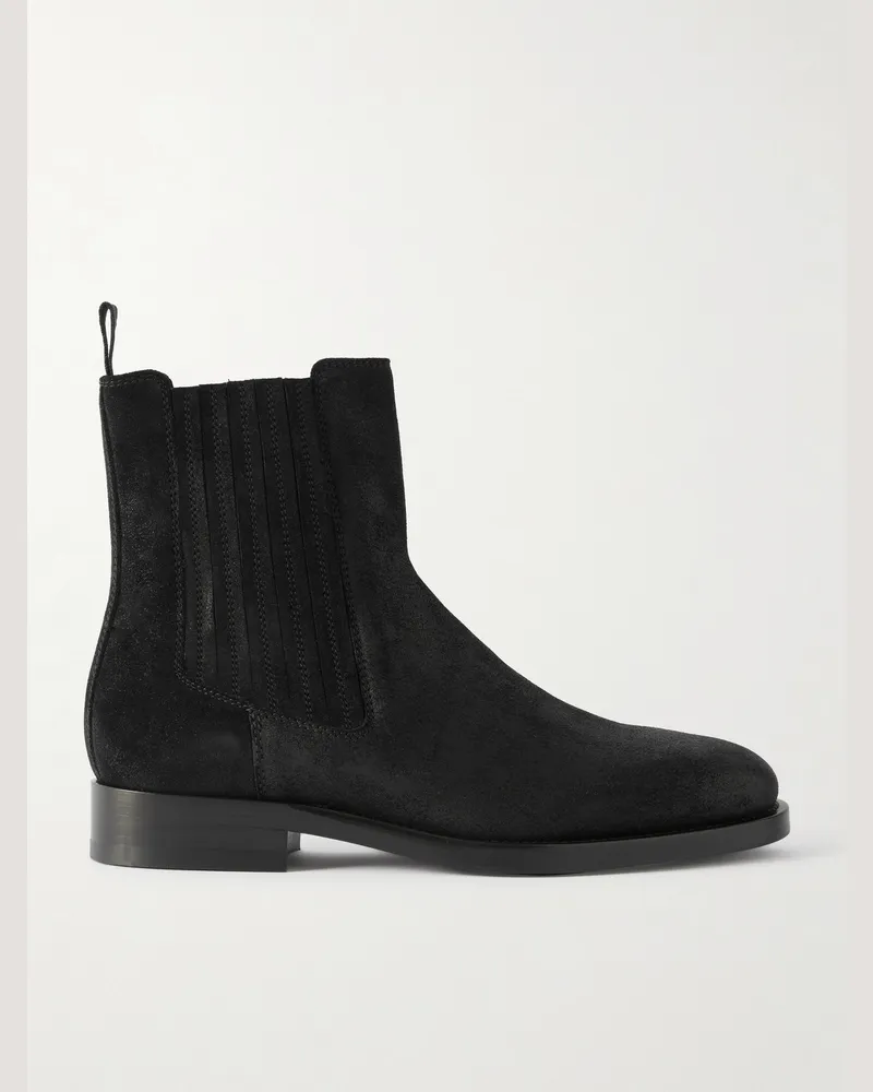 Brunello Cucinelli Waxed-Suede Chelsea Boots Black