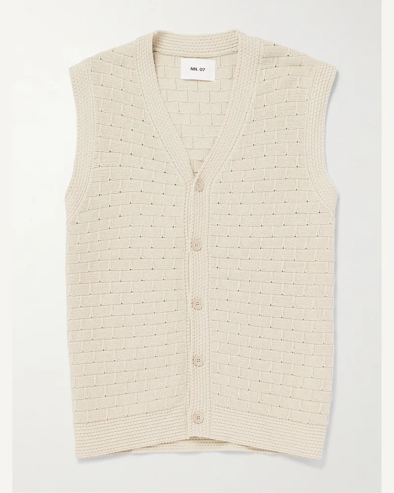 NN 07 Reece 6600 Weste aus Biobaumwolle in Pointelle-Strick Neutral