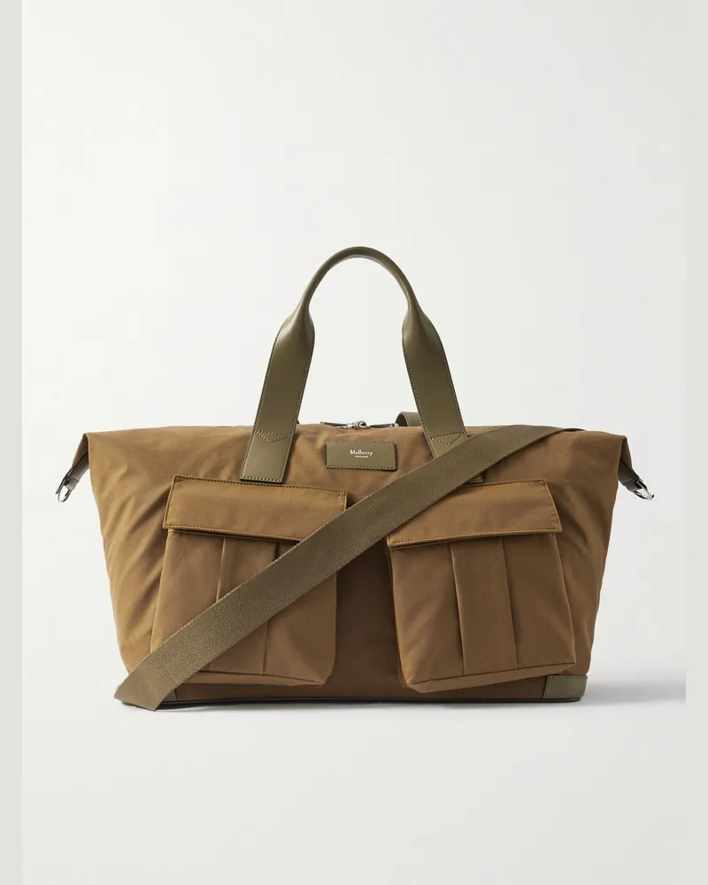 Mulberry Weekender aus gewachster Baumwolle mit Lederbesatz Grün