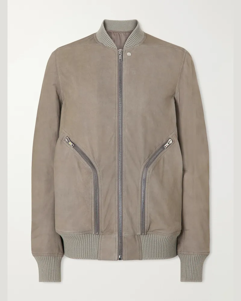 Rick Owens Bauhaus Leather Zip-Up Flight Jacket Gray