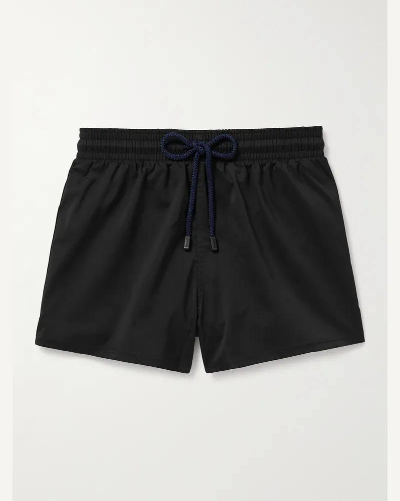 Vilebrequin Schmal geschnittene kurze Badeshorts aus recyceltem Shell Schwarz