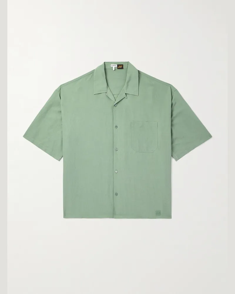 Loewe Paula's Ibiza Oversized-Hemd aus Webstoff mit Logostickerei und wandelbarem Kragen Grün