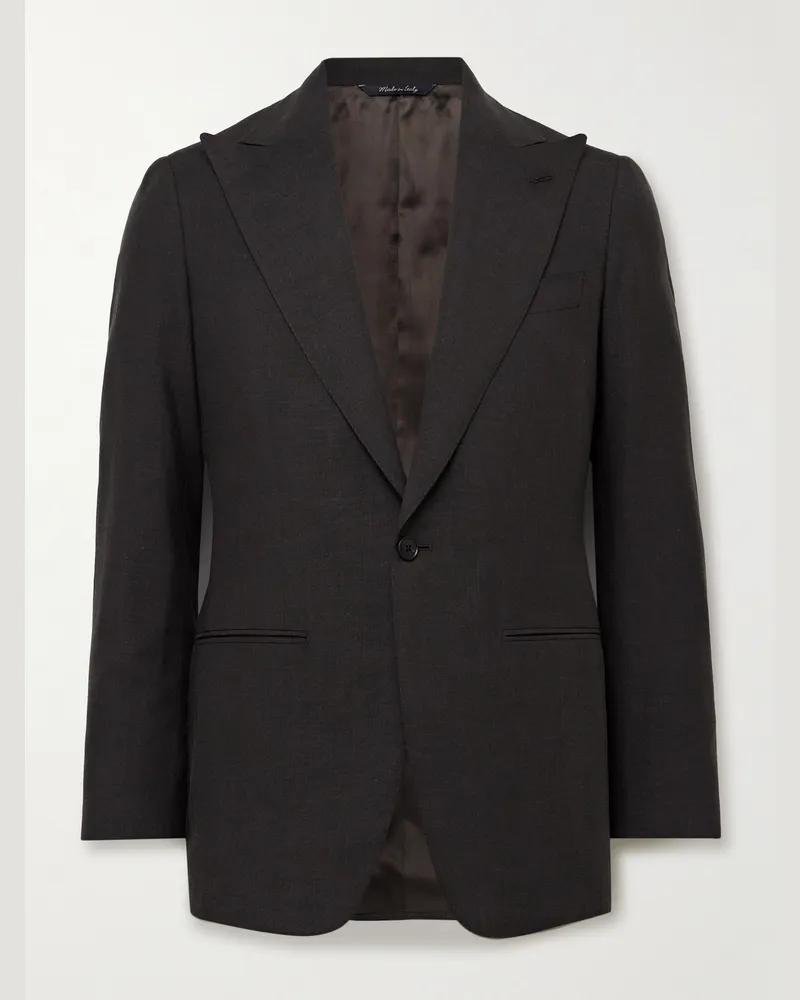 SAMAN AMEL Wool-Blend Suit Jacket Brown