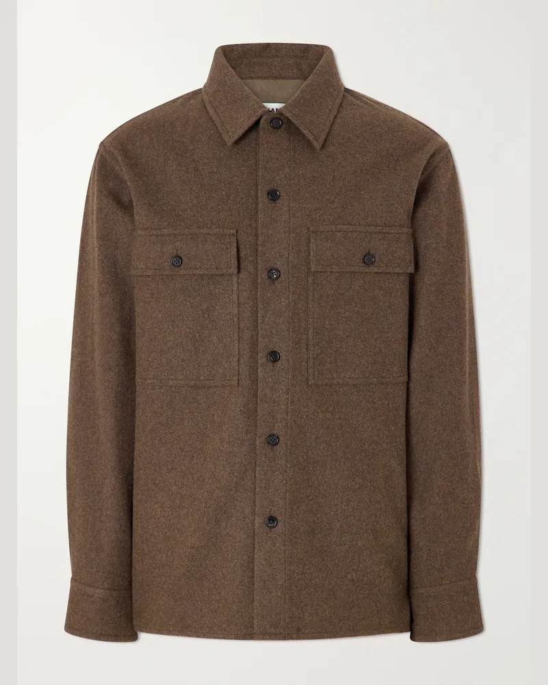 Jil Sander Virgin Wool Overshirt Brown