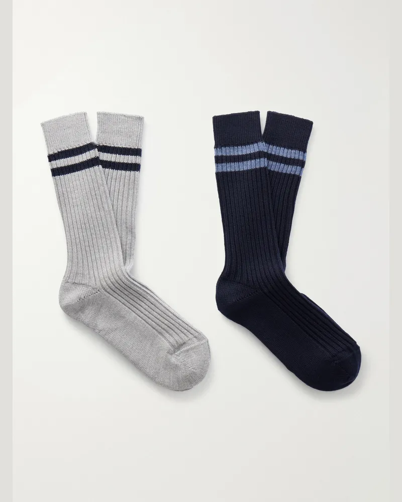 MR P. Set of Two Wool-Blend Socks Multi