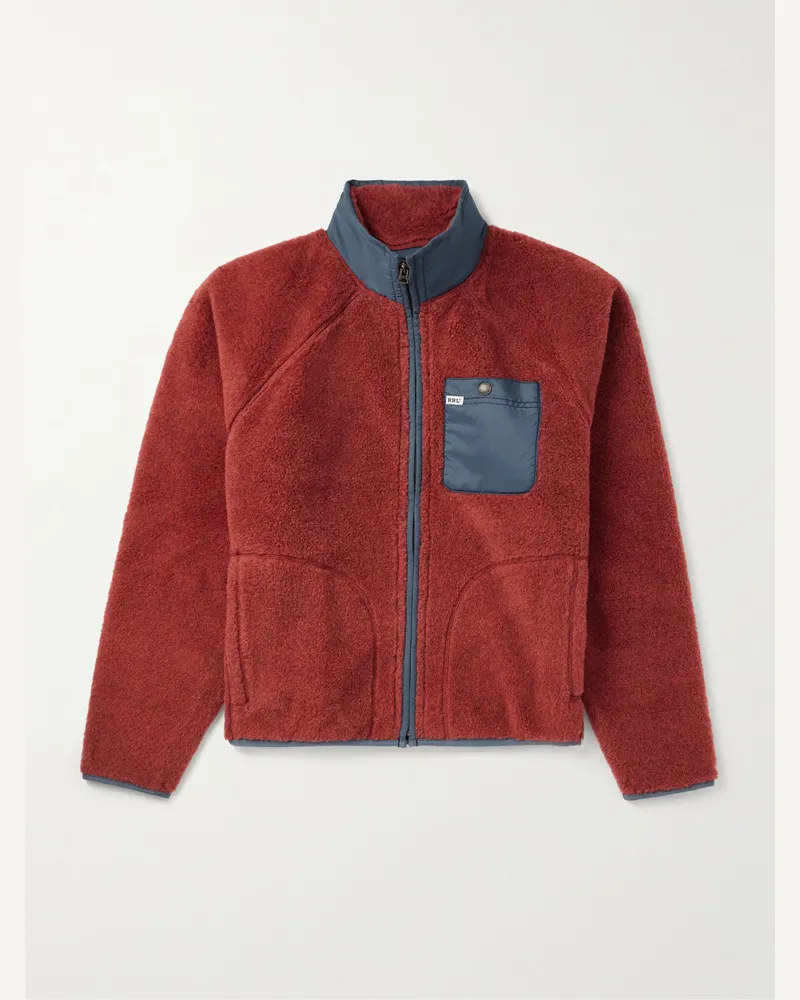 RRL Jacke aus Fleece aus einer Wollmischung mit Nylon-Ripstop-Besatz und Logoapplikation Rot