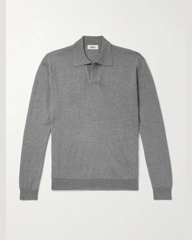 Altea Schmal geschnittener Pullover aus Wolle mit Polokragen Grau