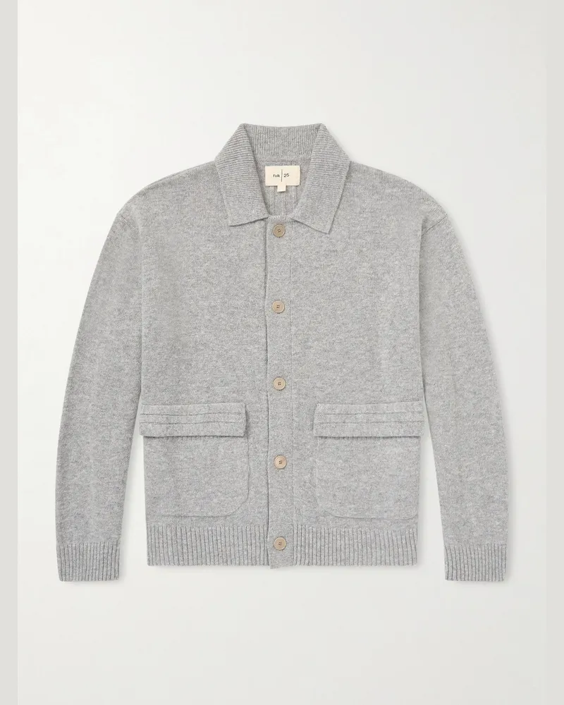 Folk Cardigan aus Strick Grau