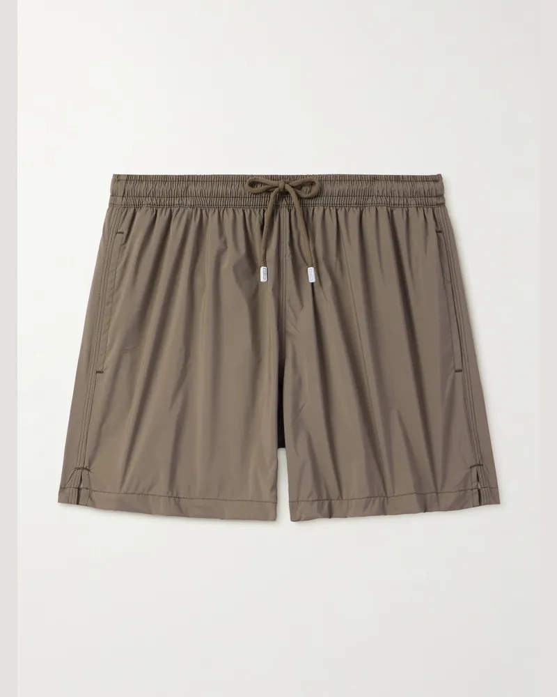 Fedeli Madeira Airstop Straight-Leg Mid-Length Swim Shorts Brown