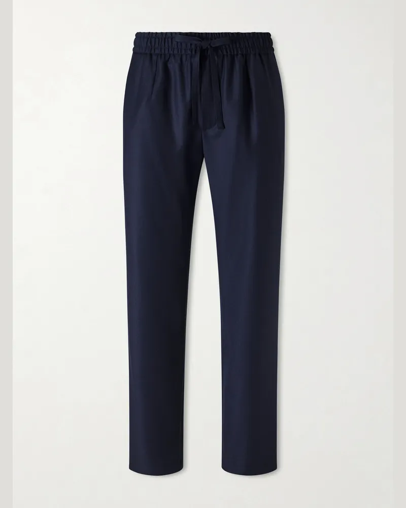 Dolce & Gabbana Straight-Leg Virgin Wool Drawstring Trousers Blue
