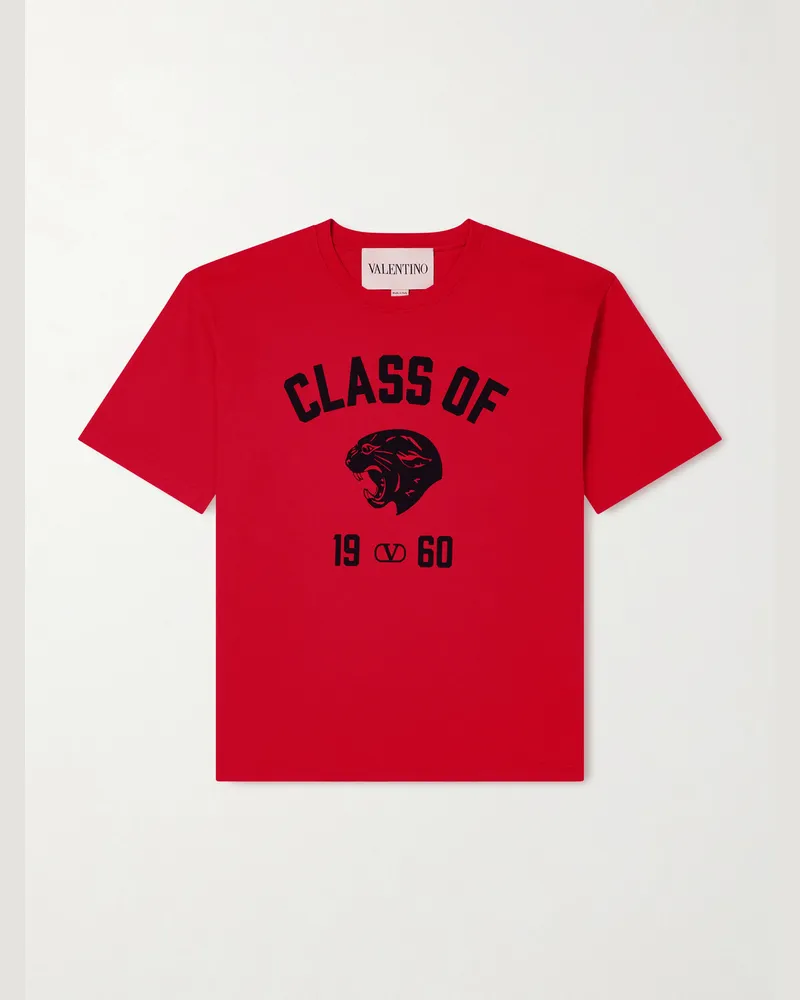 Valentino Garavani T-Shirt aus Baumwoll-Jersey mit Logoprint Rot