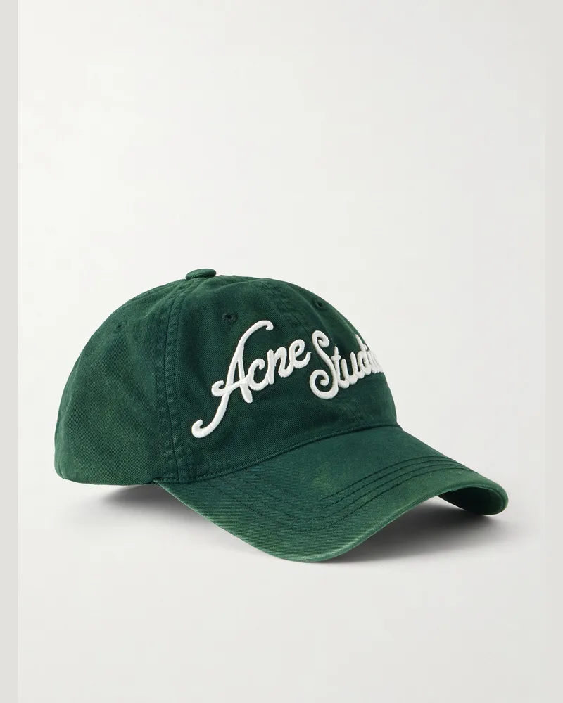 Acne Studios Carliy Venice Logo-Embroidered Cotton Cap Green