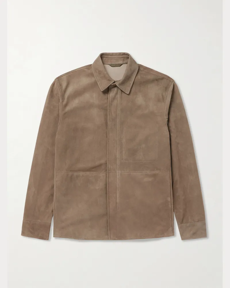 Loro Piana Kim Hemdjacke aus Veloursleder Braun