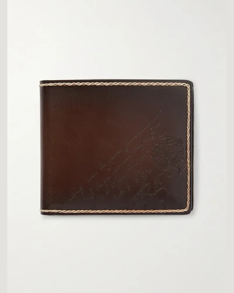 Berluti Scritto aufklappbares Portemonnaie aus Leder Braun