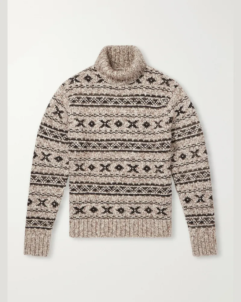 RRL Fair Isle Wool-Blend Jacquard Rollneck Sweater Brown