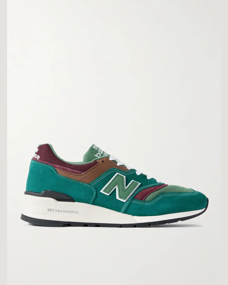 New Balance MiUS 997 Sneakers aus Veloursleder und Mesh mit Gummibesatz Grün