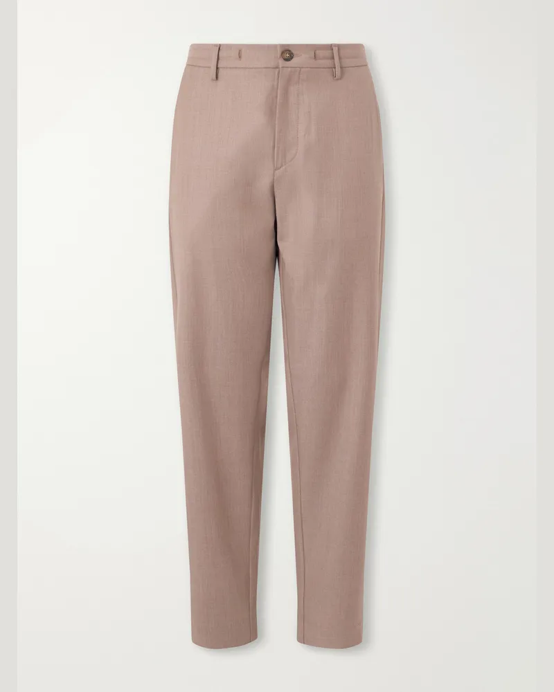 Canali Tapered Wool-Blend Gabardine Trousers Neutrals
