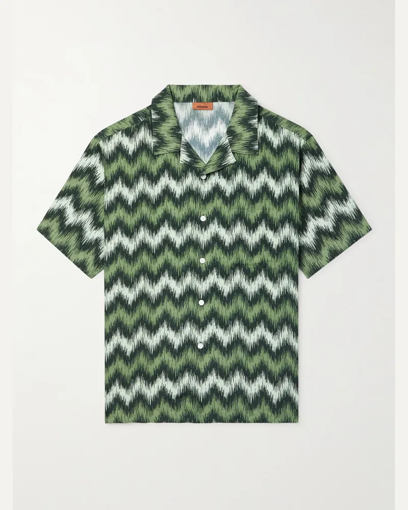Missoni Hemd aus bedrucktem Jersey mit Reverskragen Grün
