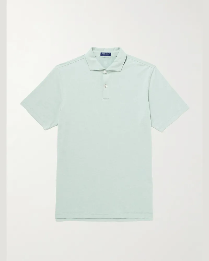 Peter Millar Albatross Pima Cotton-Blend Piqué Polo Shirt Green