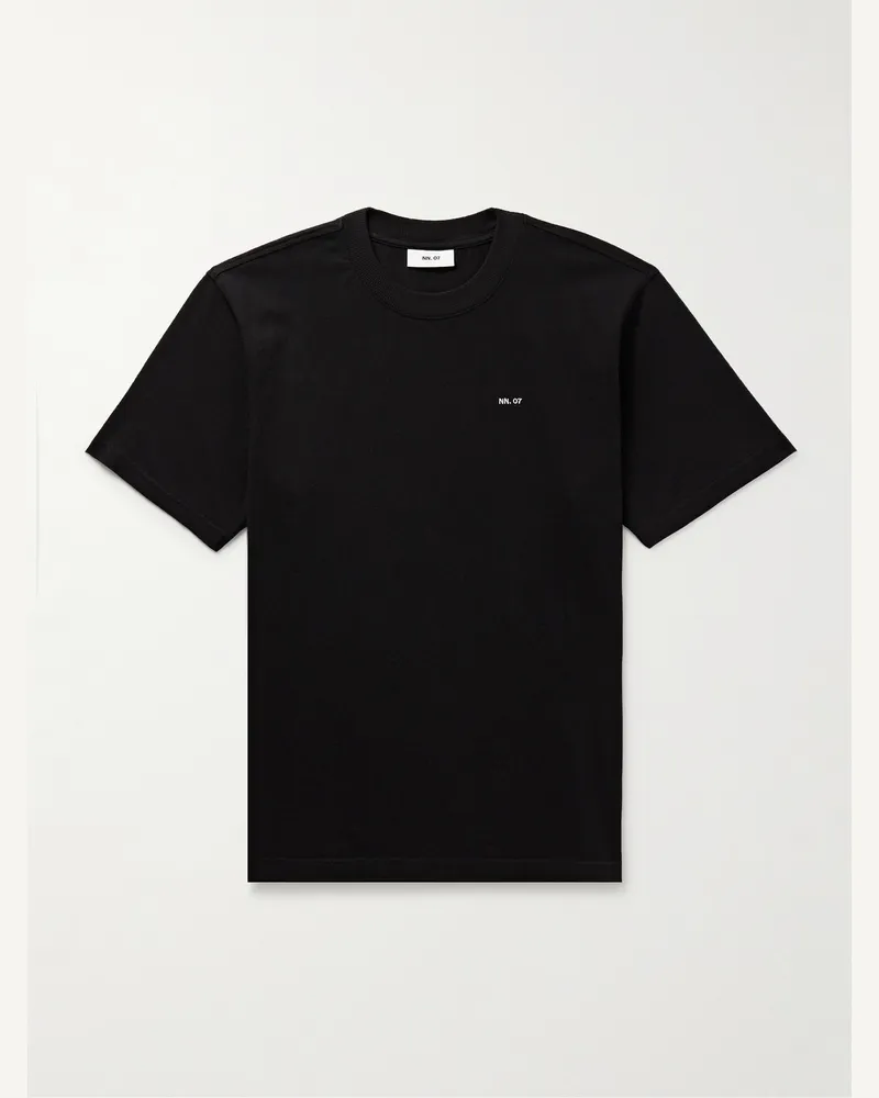 NN 07 Adam 3209 T-Shirt aus Pima-Baumwoll-Jersey mit Logostickerei Schwarz