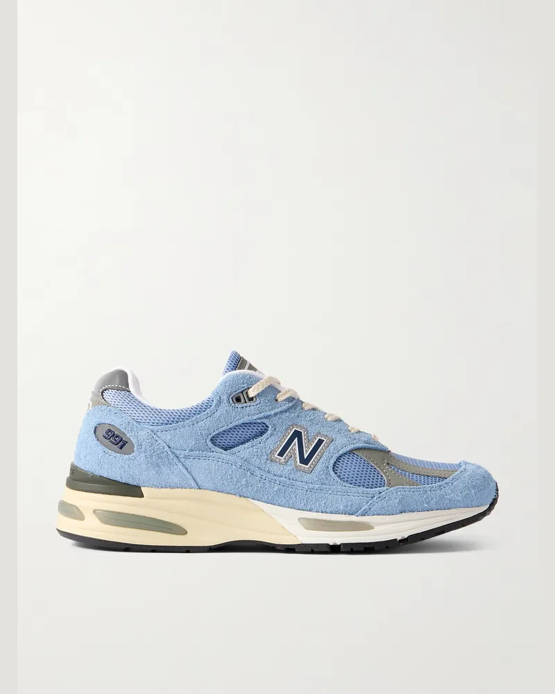 New Balance 991v2 Sneakers aus Veloursleder und Mesh Blau