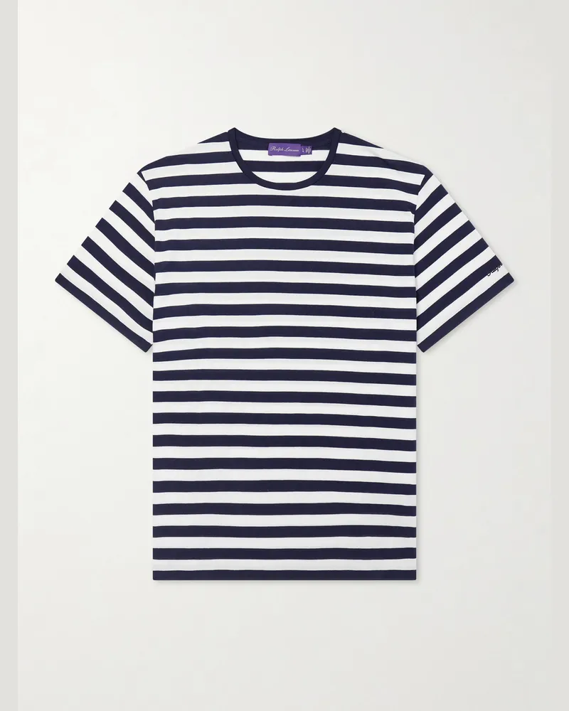 Ralph Lauren Striped Cotton T-Shirt Blue