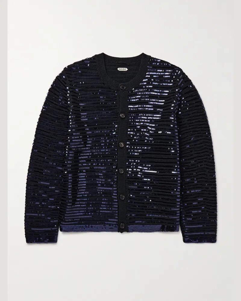 BODE Spotlight Cardigan aus Schurwolle mit Pailletten Schwarz