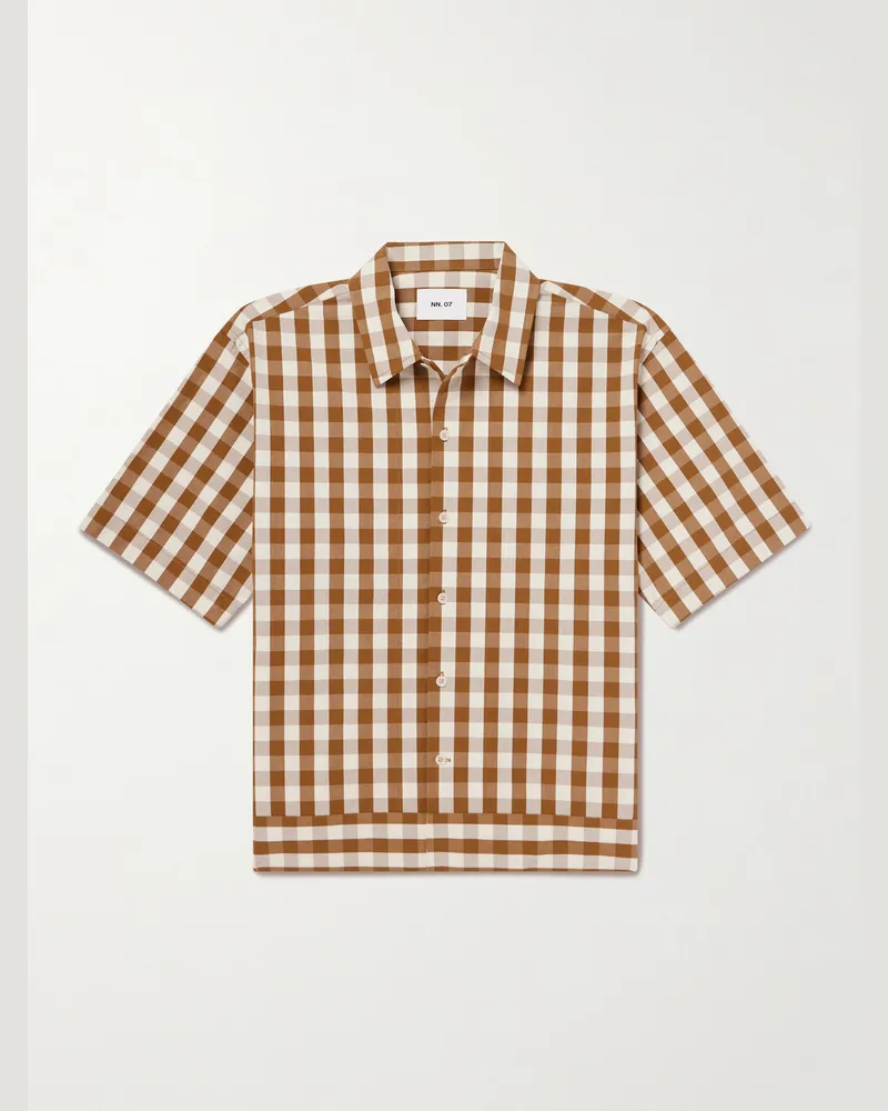 NN 07 Reed 50071 Gingham Cotton Overshirt Neutrals
