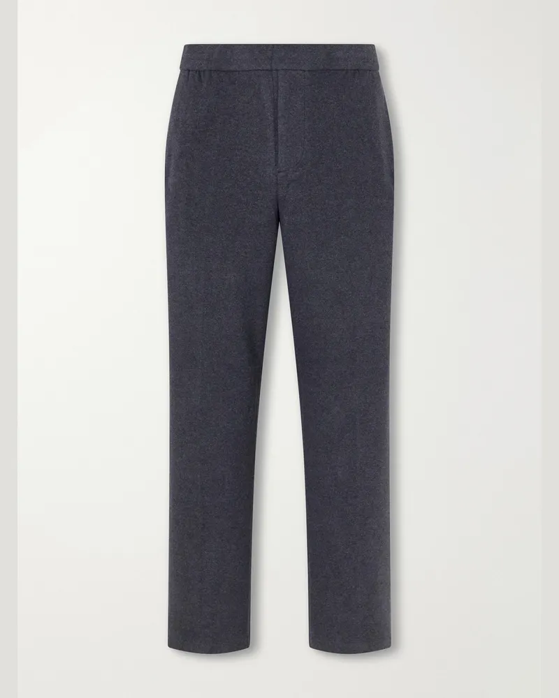 James Perse Straight-Leg Cotton-Blend Felt Suit Trousers Gray