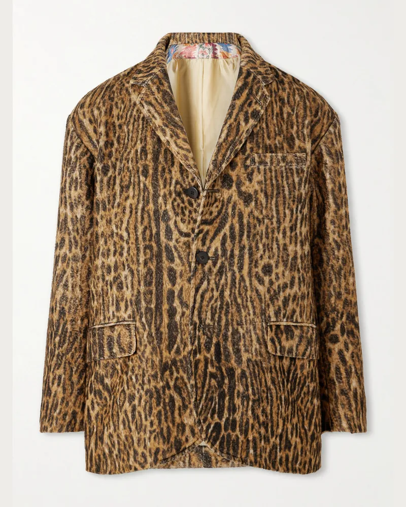 Visvim Bowen Leopard-Print Silk Blazer Neutrals