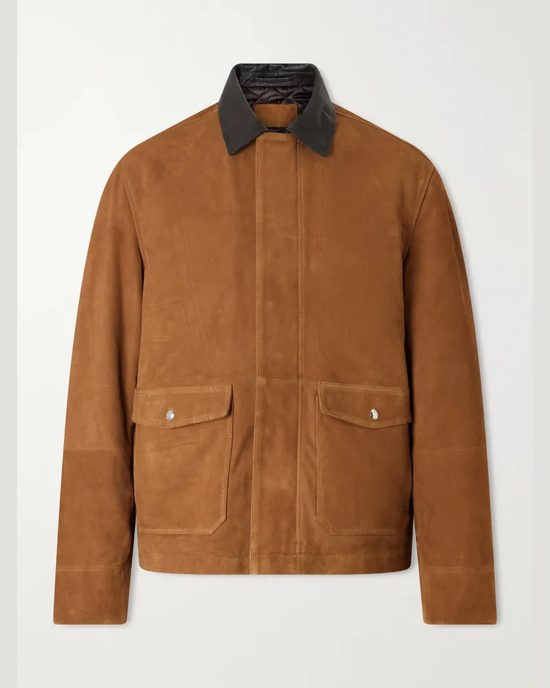 MR P. Leather-Trimmed Suede Jacket Yellow