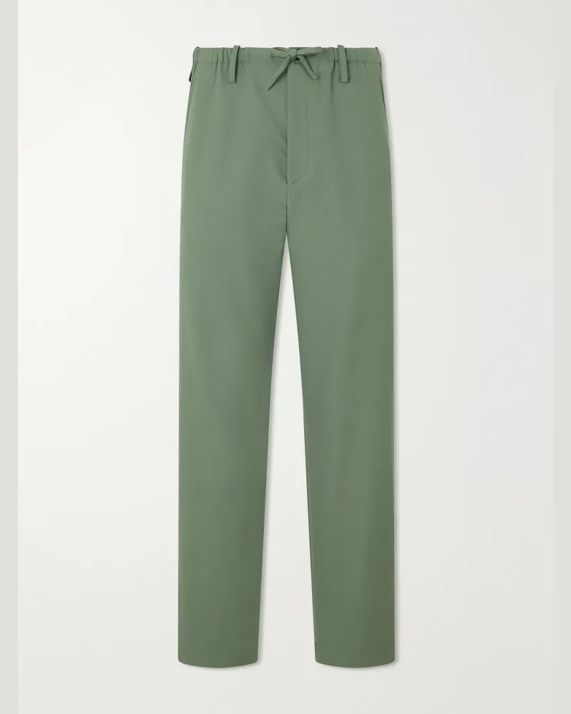 Dries van Noten Penny Straight-Leg Wool Trousers Green