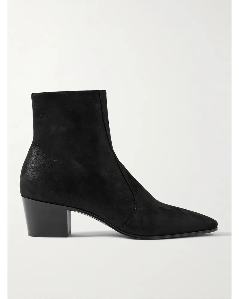 Saint Laurent Vassili Ankle Boots aus Veloursleder Schwarz