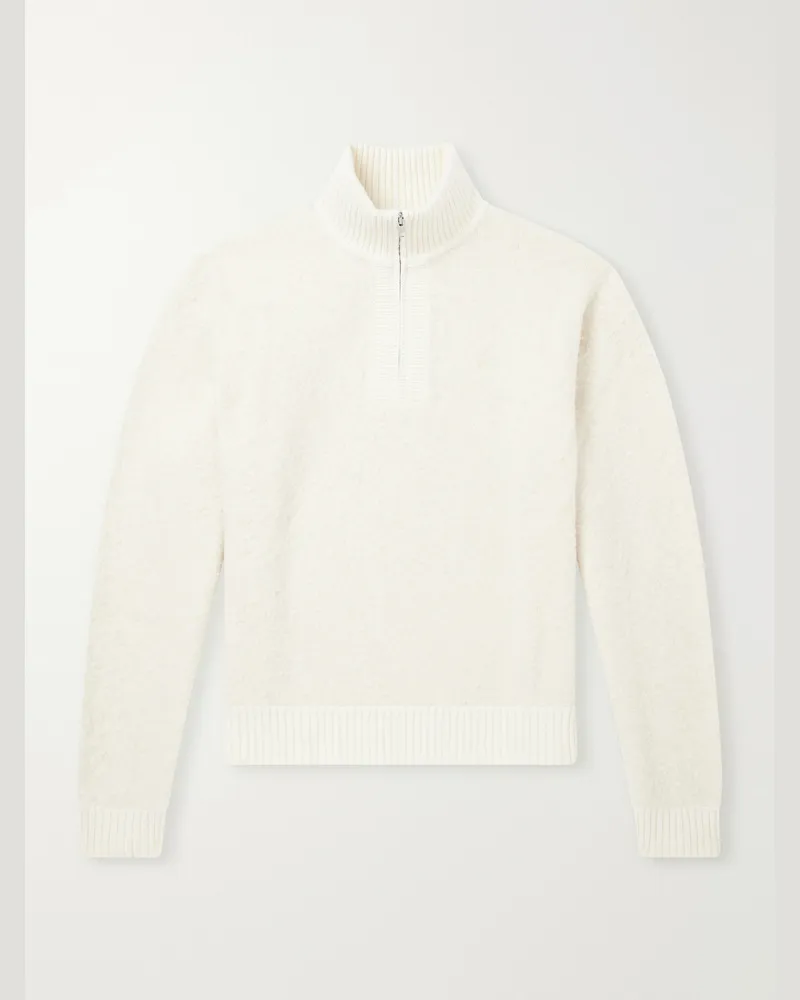 Aimé Leon Dore Felted Wool-Blend Half-Zip Sweater White