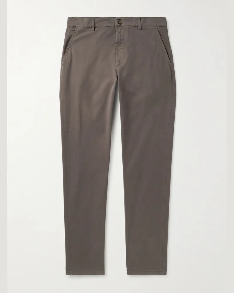 Canali Schmal und gerade geschnittene Hose aus Twill aus einer Baumwollmischung mit Falten Braun