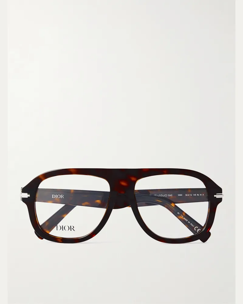 Dior Blacksuit Pilotenbrille aus Azetat in Schildpattoptik mit silberfarbenen Details Braun