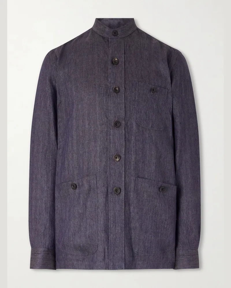 Rubinacci Safari Jacke aus Leinen Blau