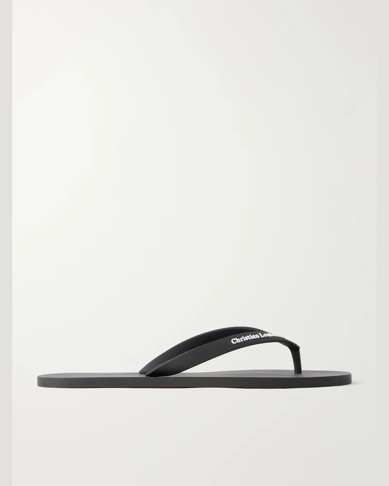 Christian Louboutin Logo-Embossed Rubber Flip Flops Black