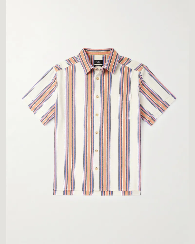 A.P.C. Ross gestreiftes Hemd aus Baumwolle Orange