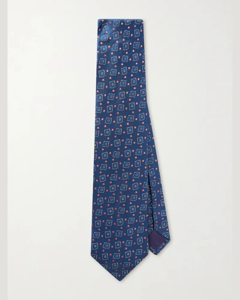 Charvet 8.5cm Silk-Jacquard Tie Blue