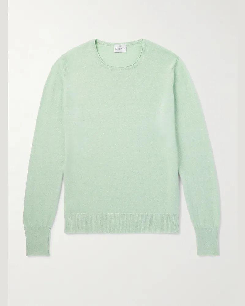 Kingsman Schmal geschnittener Pullover aus einer Kaschmir-Leinenmischung Grün