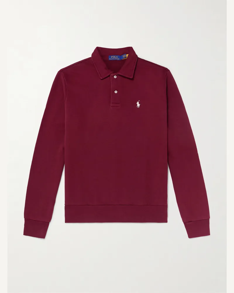 Ralph Lauren Sweatshirt aus Baumwoll-Jersey mit Logostickerei und Polokragen Rot