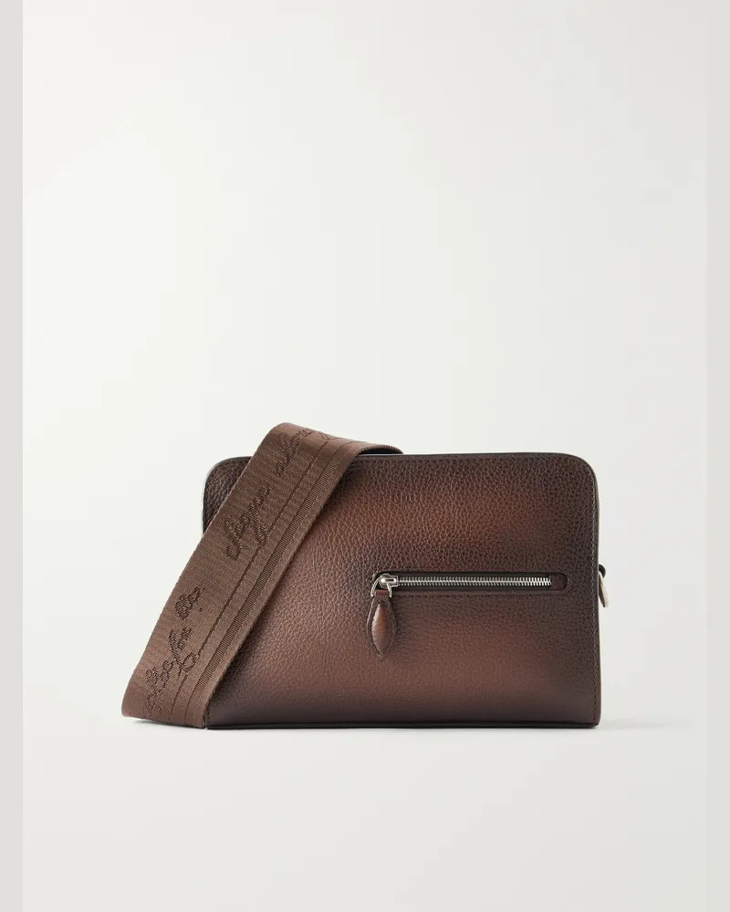 Berluti Journalier XS Leather Messenger Bag Brown