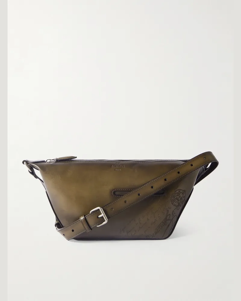 Berluti Toujours Scritto Venezia Leather Messenger Bag Brown