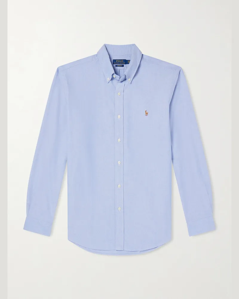Ralph Lauren Hemd aus Baumwoll-Oxford mit Button-Down-Kragen und Logostickerei Blau
