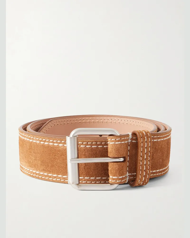 Dries van Noten 4cm Suede Belt Brown