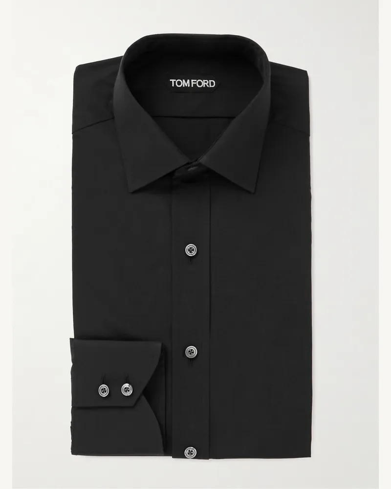 Tom Ford Schmal geschnittenes Hemd aus Baumwollpopeline Schwarz
