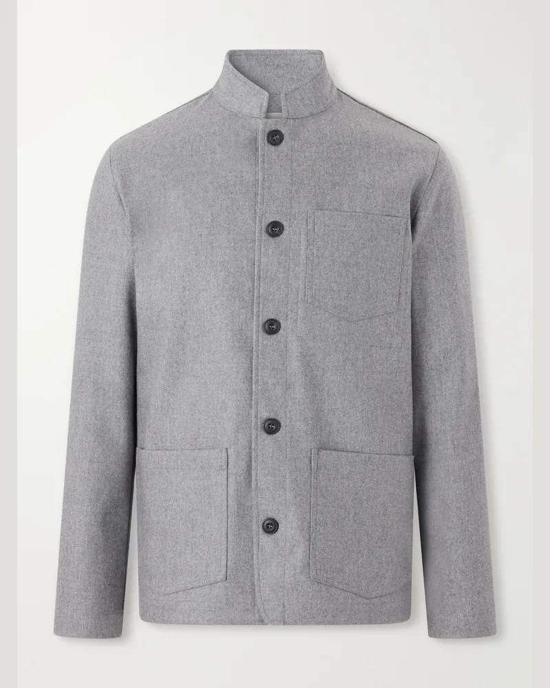 Altea Pablo Wool-Blend Flannel Blouson Jacket Gray