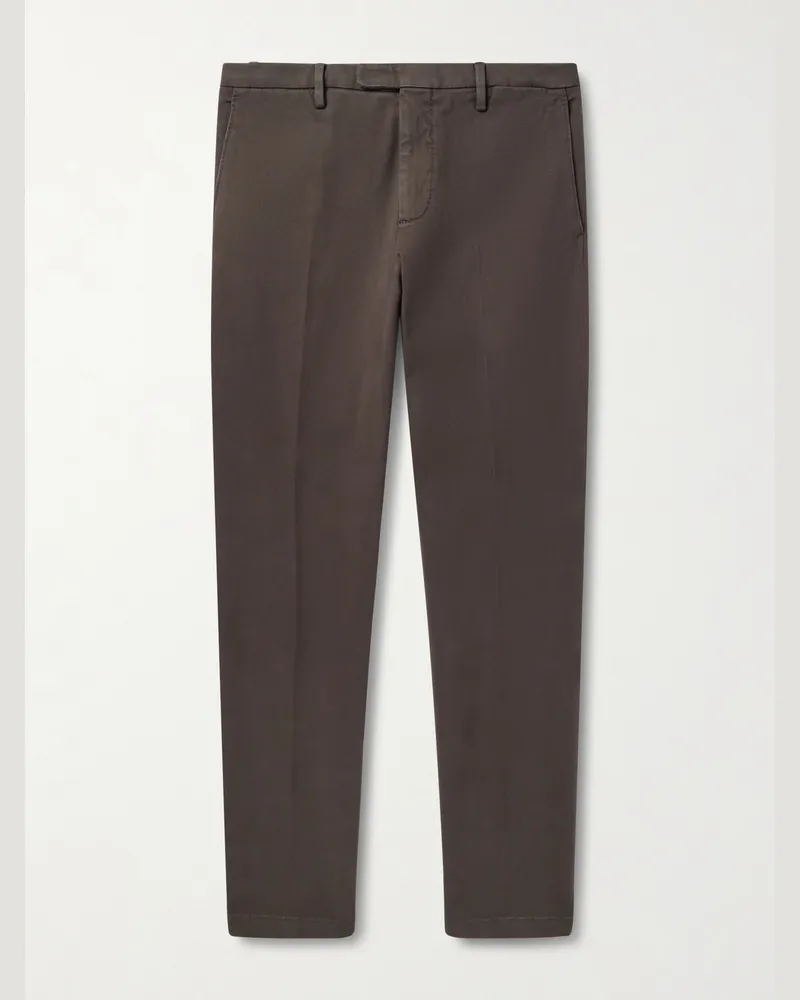 Boglioli Tapered Cotton-Blend Twill Suit Trousers Brown